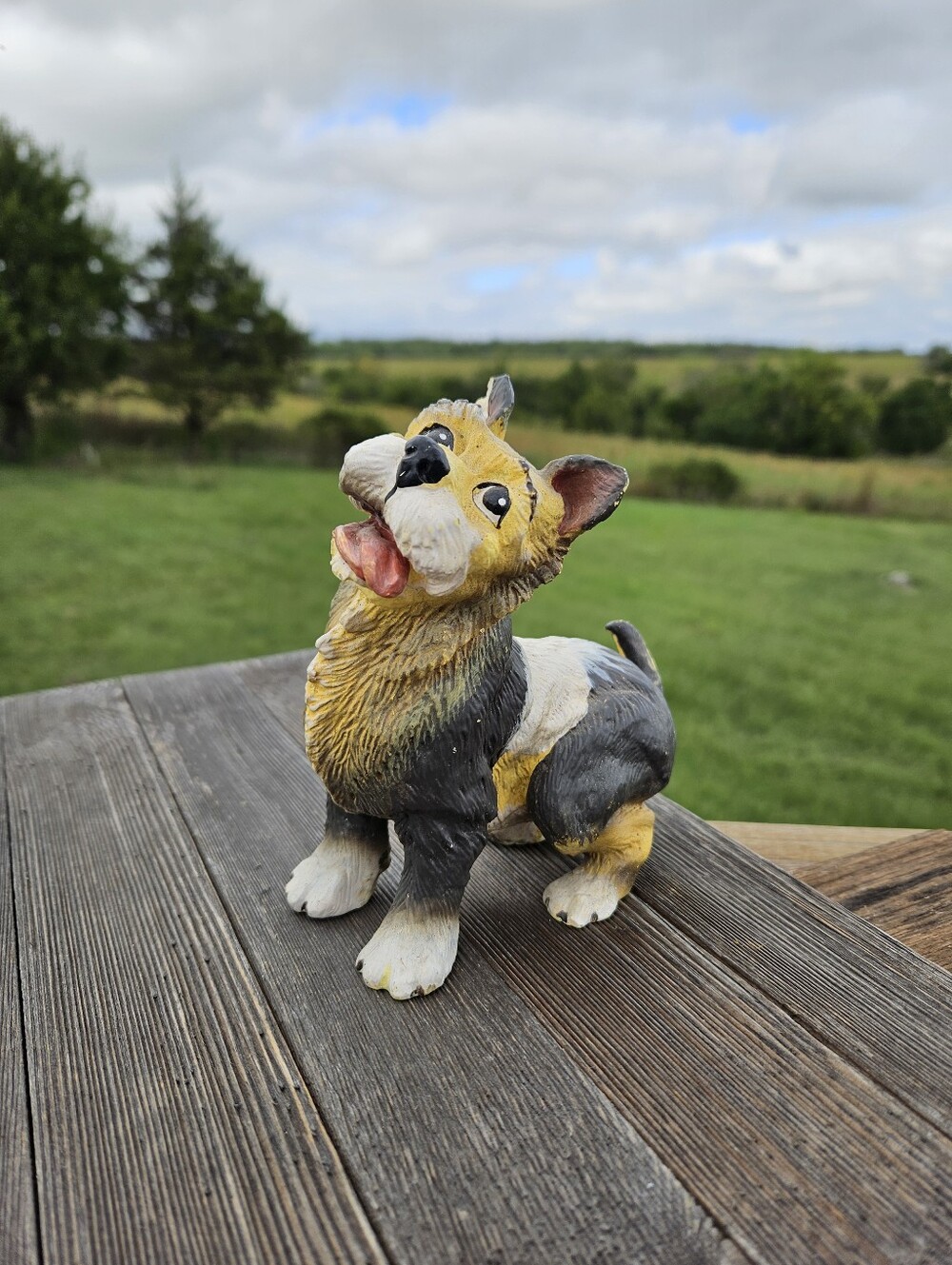 Vintage Dog Figurine Whimsical Terrier Puppy Collectible Ceramic Resin Statue